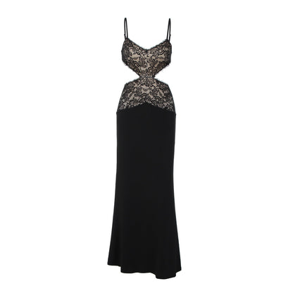 Lace v neck hollow out cami cut out maxi dress  | Festival Outfits Women