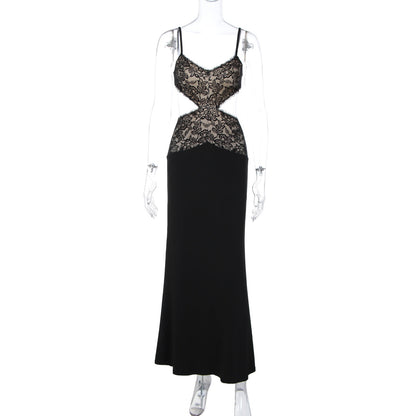 Lace v neck hollow out cami cut out maxi dress  | Festival Outfits Women