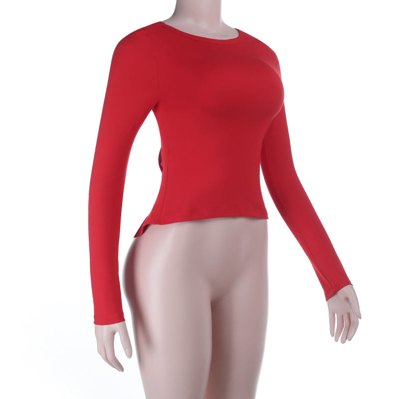 Crewneck long sleeve bowknot lace solid top  | Festival Outfits Women