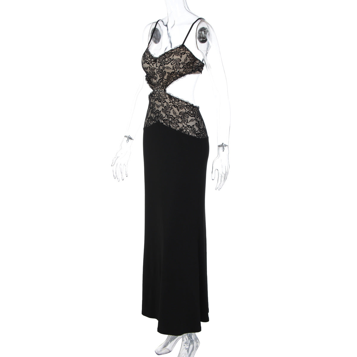 Lace v neck hollow out cami cut out maxi dress  | Festival Outfits Women