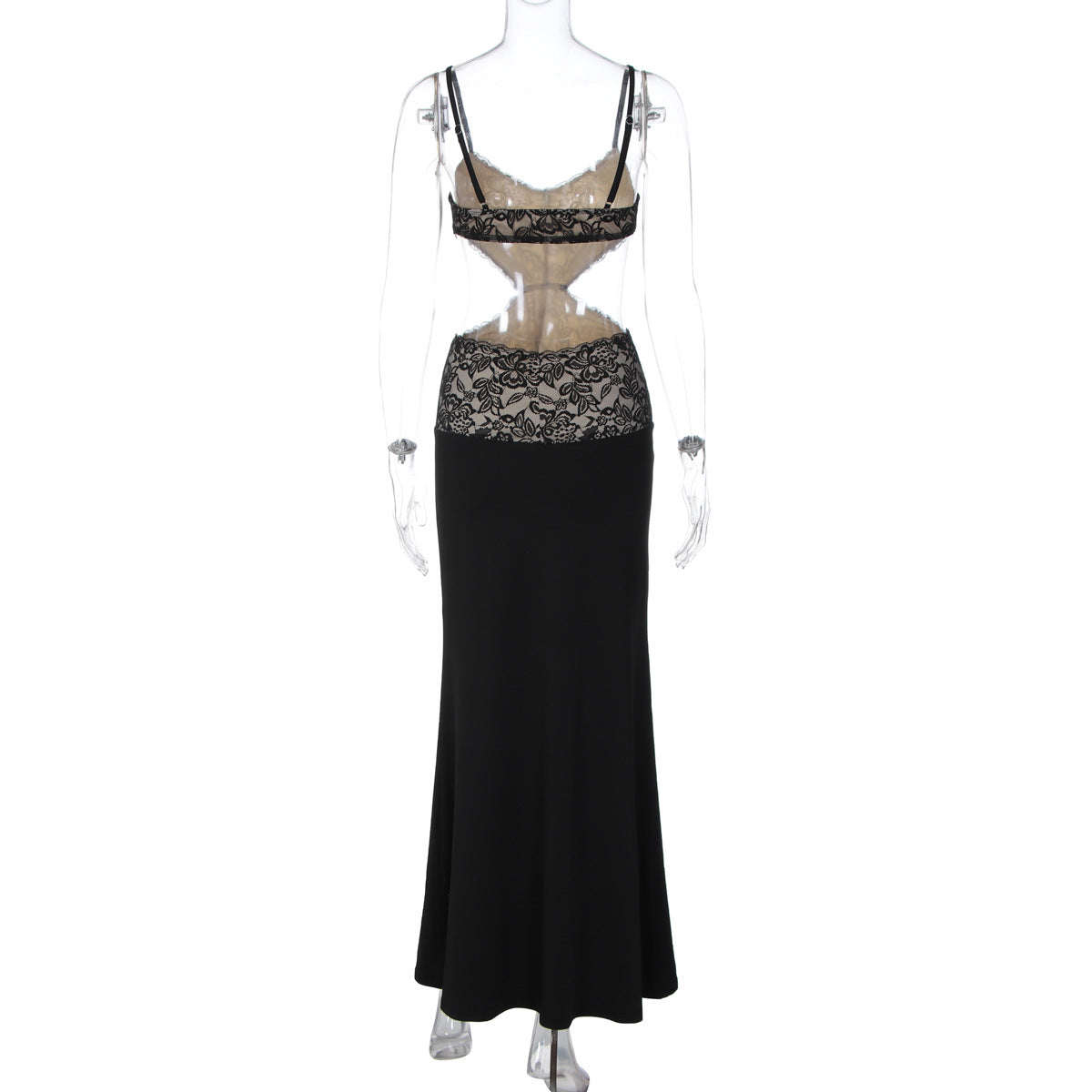 Lace v neck hollow out cami cut out maxi dress  | Festival Outfits Women