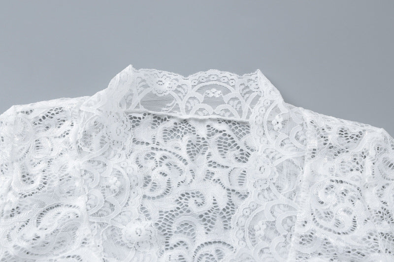 Long flared sleeve lace v neck see through top  | Festival Outfits Women