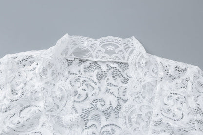 Long flared sleeve lace v neck see through top  | Festival Outfits Women