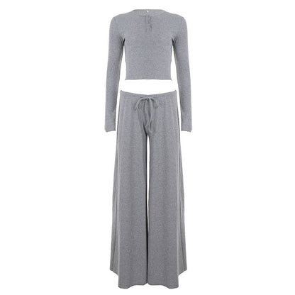 Long sleeve crewneck button self tie pant set  | Festival Outfits Women