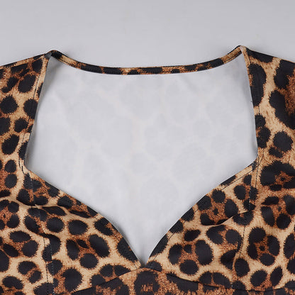 V neck long sleeve leopard print bodysuit  | Festival Outfits Women