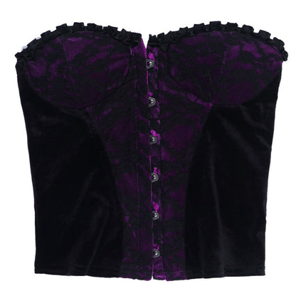 Sweetheart neck lace hem button top  | Festival Outfits Women