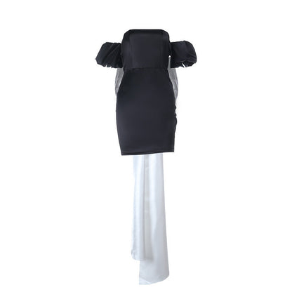 Bowknot ruched off shoulder tube mini dress  | Festival Outfits Women