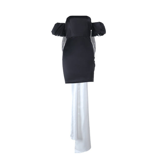 Bowknot ruched off shoulder tube mini dress  | Festival Outfits Women