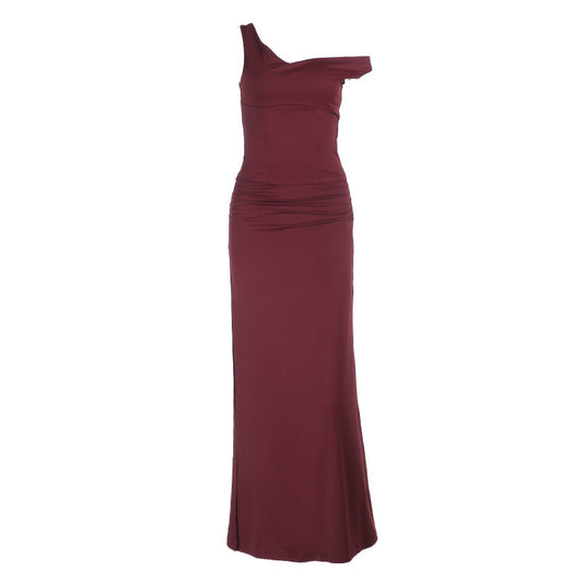 Ruched slit backless solid tank maxi skirt set | Festival Outfits Women