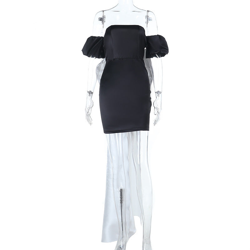 Bowknot ruched off shoulder tube mini dress  | Festival Outfits Women