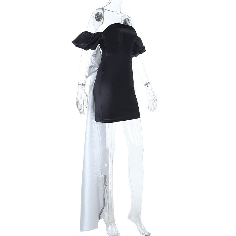 Bowknot ruched off shoulder tube mini dress  | Festival Outfits Women