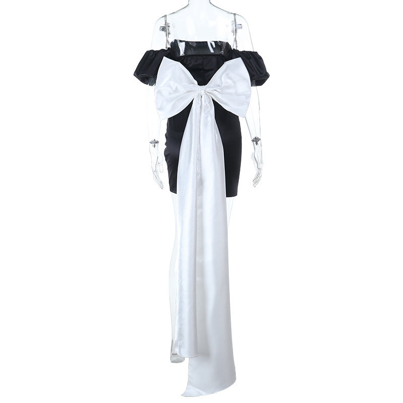 Bowknot ruched off shoulder tube mini dress  | Festival Outfits Women