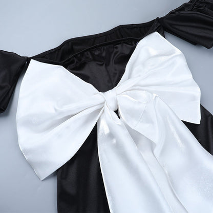 Bowknot ruched off shoulder tube mini dress  | Festival Outfits Women