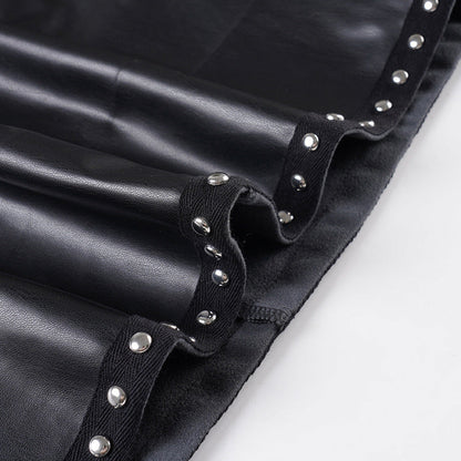 Metal chain zip-up PU leather pocket mini skirt Cargo Mini Skirt  | Festival Outfits Women