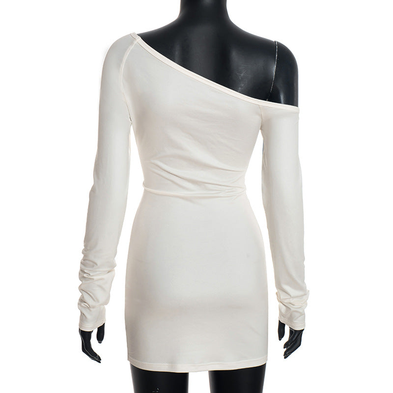 Long sleeve irregular letter pattern mini dress  | Festival Outfits Women