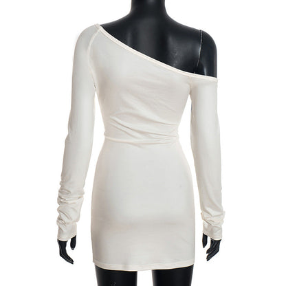 Long sleeve irregular letter pattern mini dress  | Festival Outfits Women