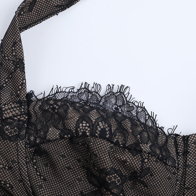 Cross back lace button backless cami top  | Festival Outfits Women