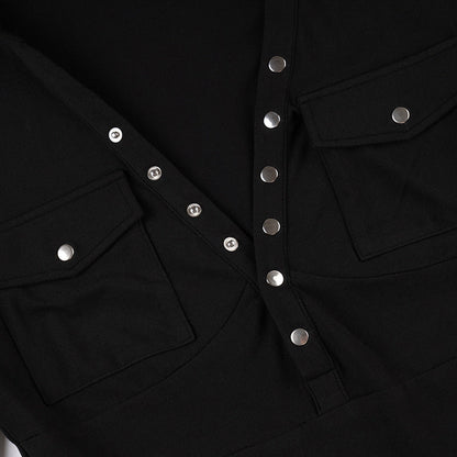 V neck button long sleeve hoodie solid top  | Festival Outfits Women