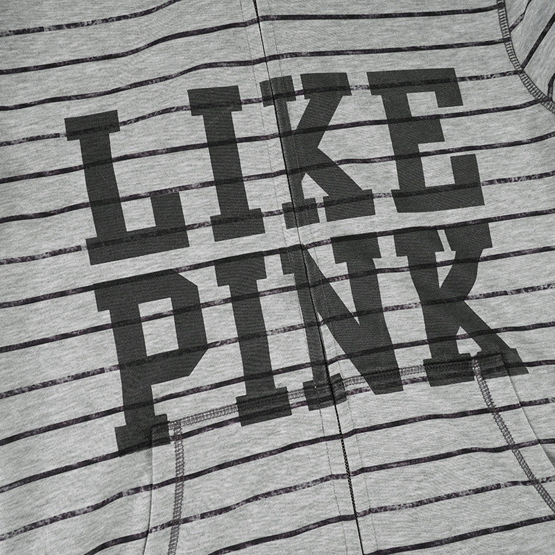 Hoodie fluffy long sleeve zip-up "LIKE PINK" pattern top  | Festival Outfits Women