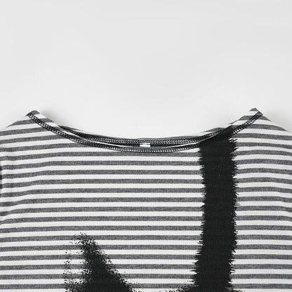 Striped long sleeve kitty pattern stitch top  | Festival Outfits Women