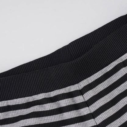 Long sleeve striped square neck low rise pant set  | Festival Outfits Women