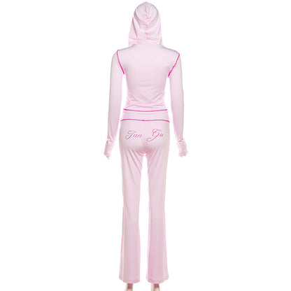 Hoodie long sleeve letter print pant set  | Festival Outfits Women