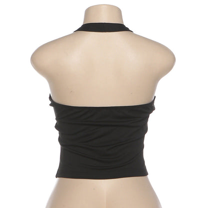 Halter v neck backless button top  | Festival Outfits Women