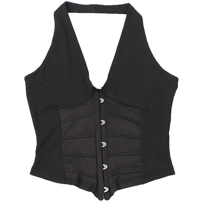 Halter v neck backless button top  | Festival Outfits Women