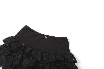 Butterfly applique ruffle mini skirt  | Festival Outfits Women