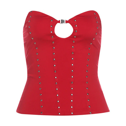 Sweetheart neck hollow out cut out top  | Festival Outfits Women