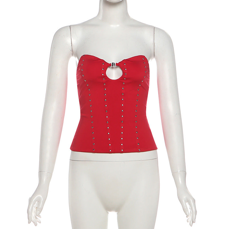 Sweetheart neck hollow out cut out top  | Festival Outfits Women