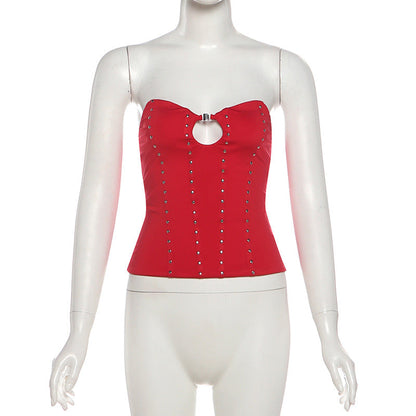 Sweetheart neck hollow out cut out top  | Festival Outfits Women