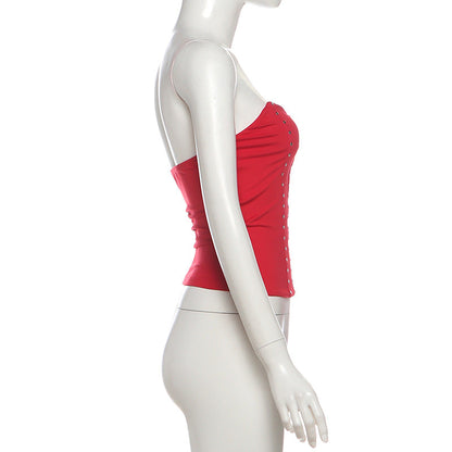 Sweetheart neck hollow out cut out top  | Festival Outfits Women