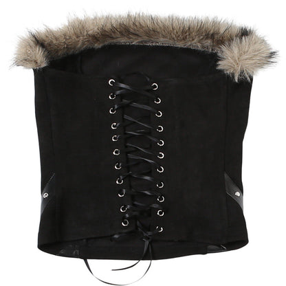 Fluffy lace up tube top  | Festival Outfits Women