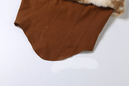 Fluffy zip-up backless tube top  | Festival Outfits Women