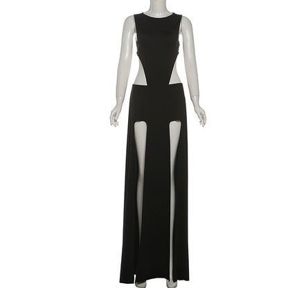 Crewneck sleeveless button slit maxi skirt set  | Festival Outfits Women