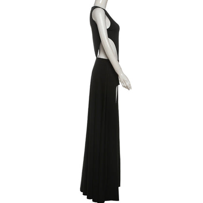 Crewneck sleeveless button slit maxi skirt set  | Festival Outfits Women