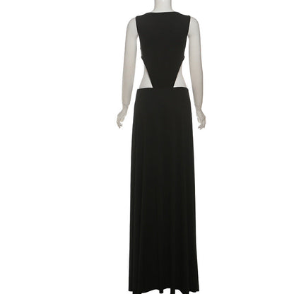 Crewneck sleeveless button slit maxi skirt set  | Festival Outfits Women