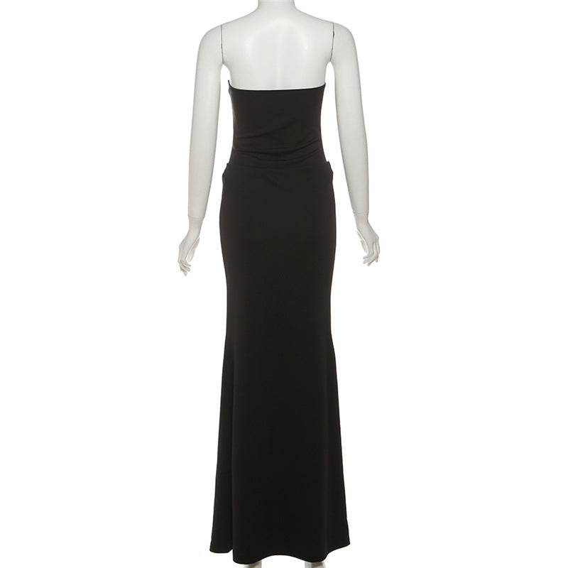 Hollow out self tie backless tube cut out maxi dress  | Festival Outfits Women
