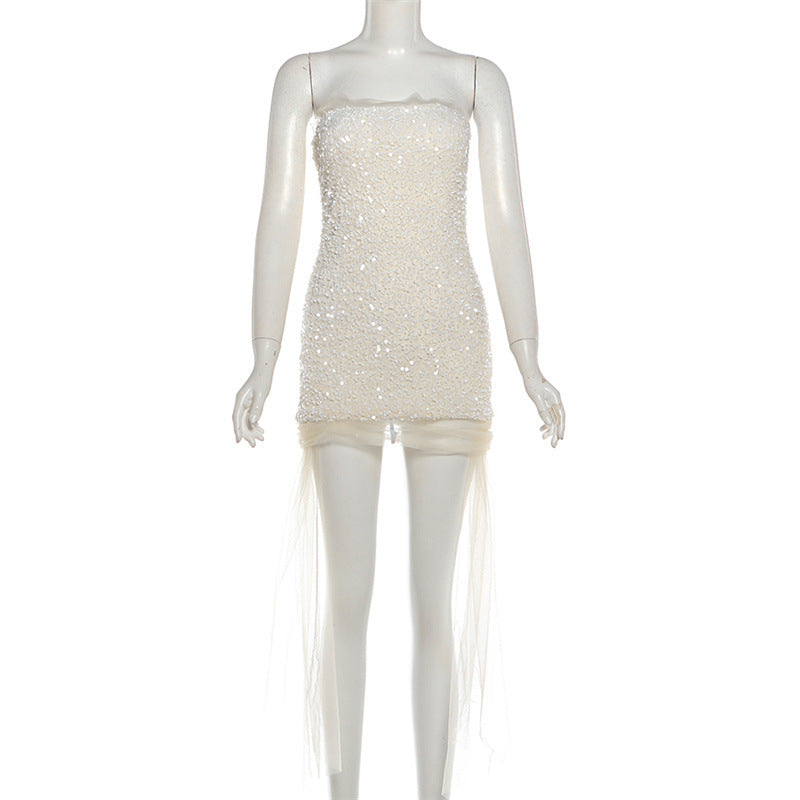 Glitter mesh tube mini dress  | Festival Outfits Women