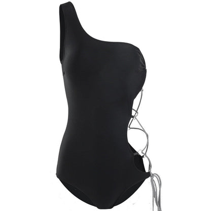 One shoulder lace up self tie bodysuit  | Festival Outfits Women