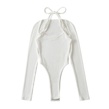 Off shoulder halter solid bodysuit  | Festival Outfits Women