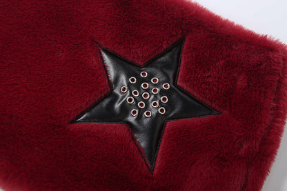Fluffy zip-up five-pointed star pattern mini skirt  | Festival Outfits Women