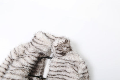 Fluffy long sleeve buckle turnover collar top  | Festival Outfits Women