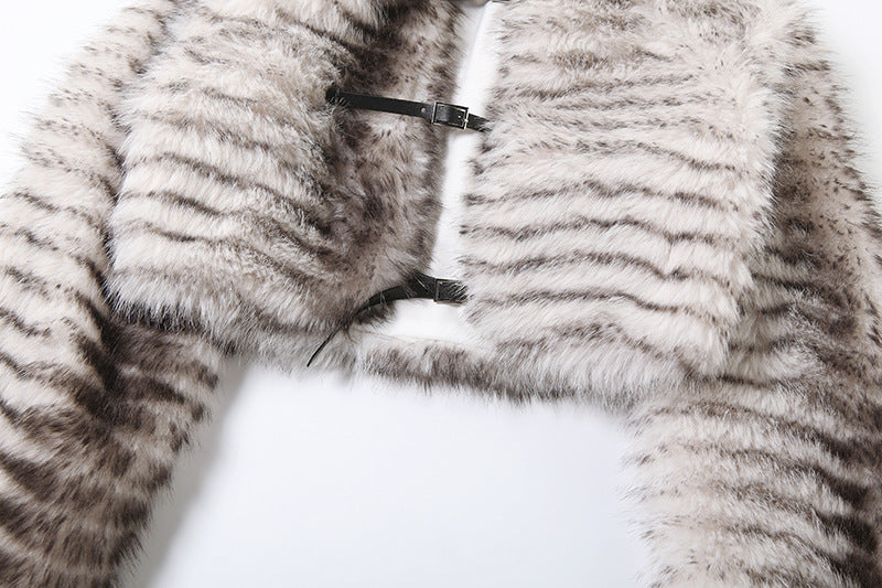 Fluffy long sleeve buckle turnover collar top  | Festival Outfits Women