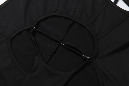 Long sleeve hollow out u neck gloves romper  | Festival Outfits Women