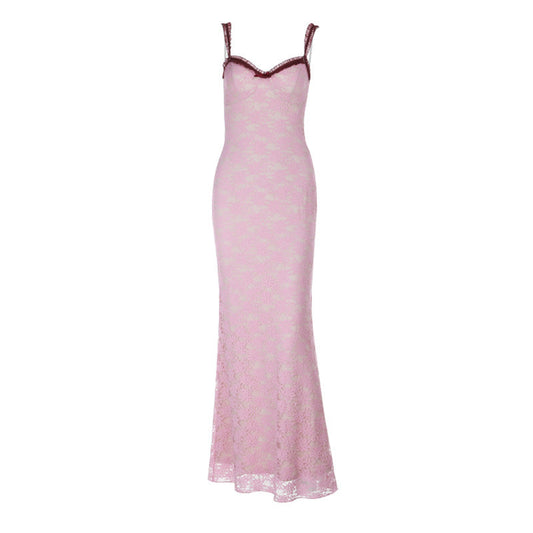 Bowknot lace ruffle v neck cami maxi dress  | Festival Outfits Women