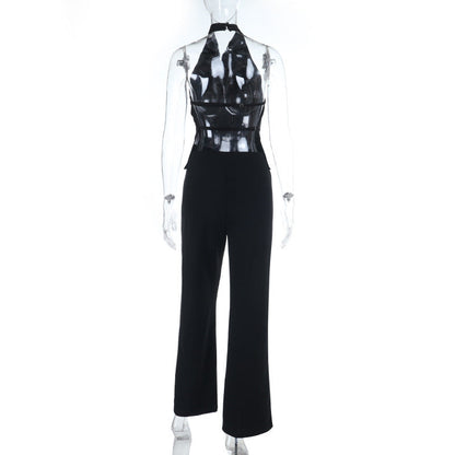 Halter backless solid button pant set  | Festival Outfits Women