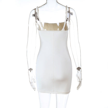 Square neck beaded backless cami mini dress  | Festival Outfits Women