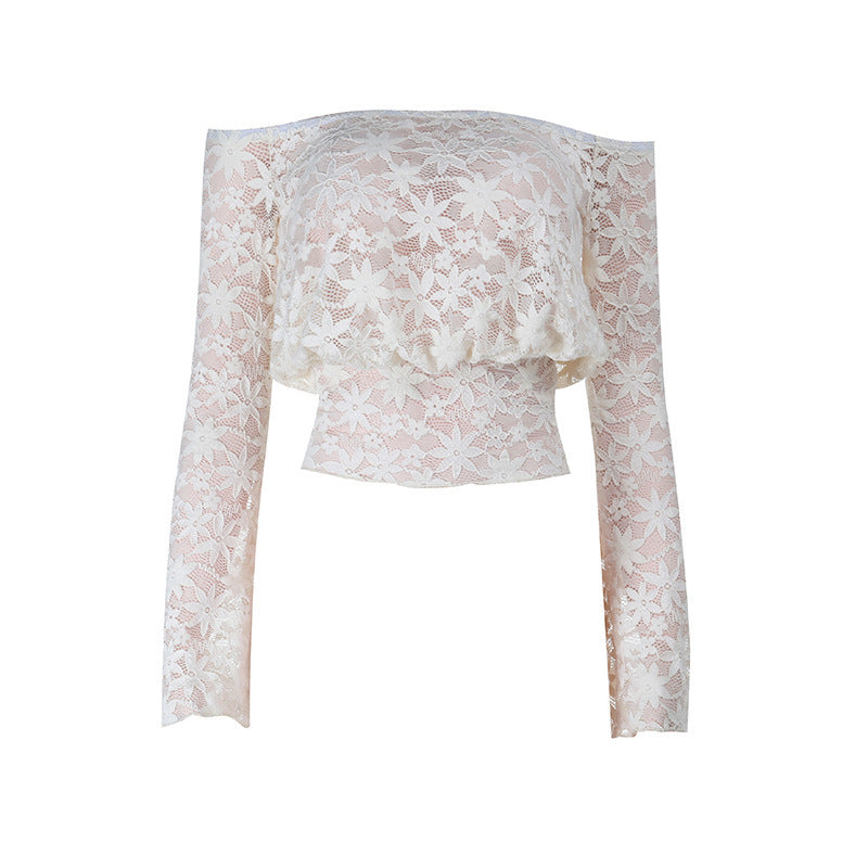 Long sleeve lace off shoulder solid top  | Festival Outfits Women